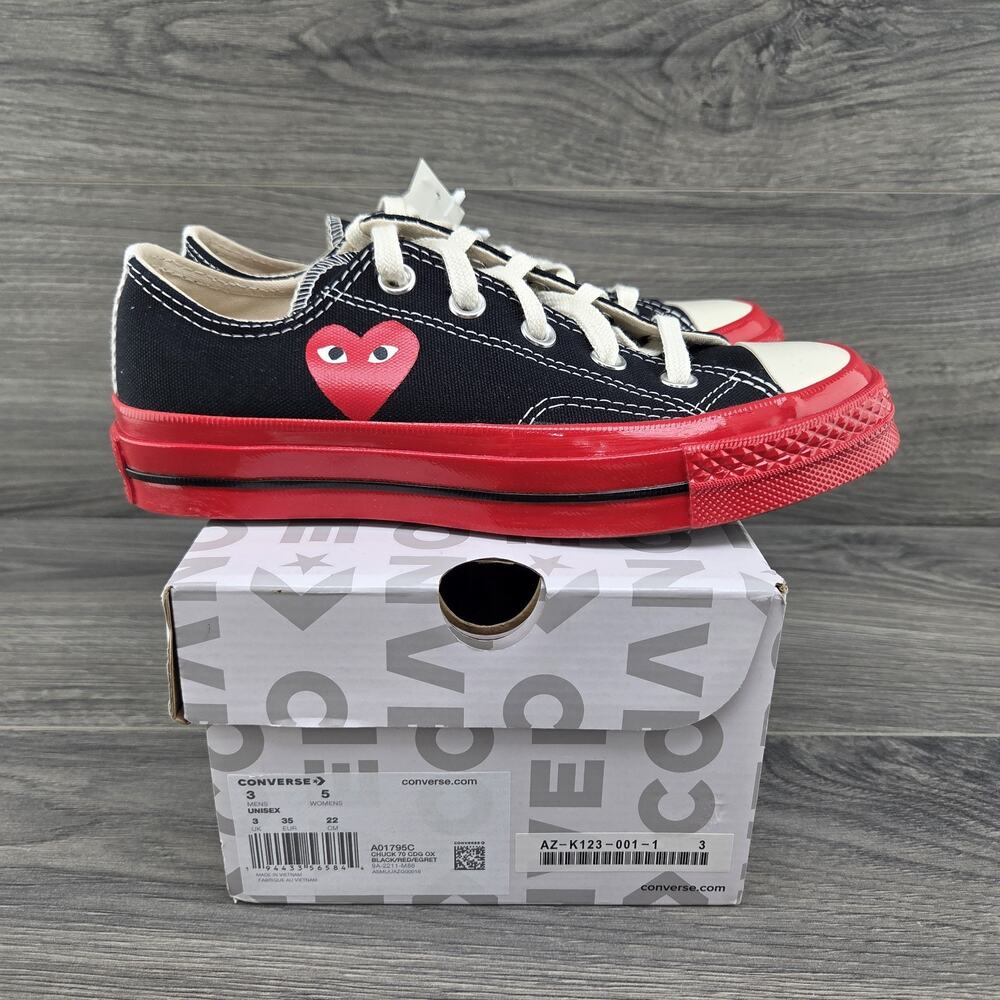 Converse Chuck Taylor All Star 70 Low Comme Des Garcons Size 5 Womens Black Red